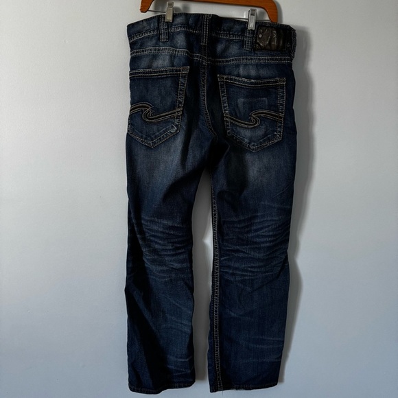 Silver Jeans Co. ZAC Men’s Straight Leg Jeans W32 L30 Distressed Dark Wash - Picture 2 of 15